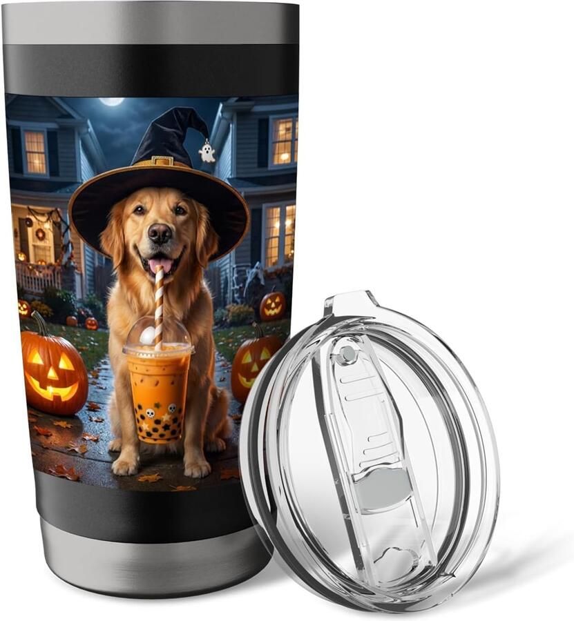 Thermosbeker voor hond Halloween 2-delig roestvrij staal