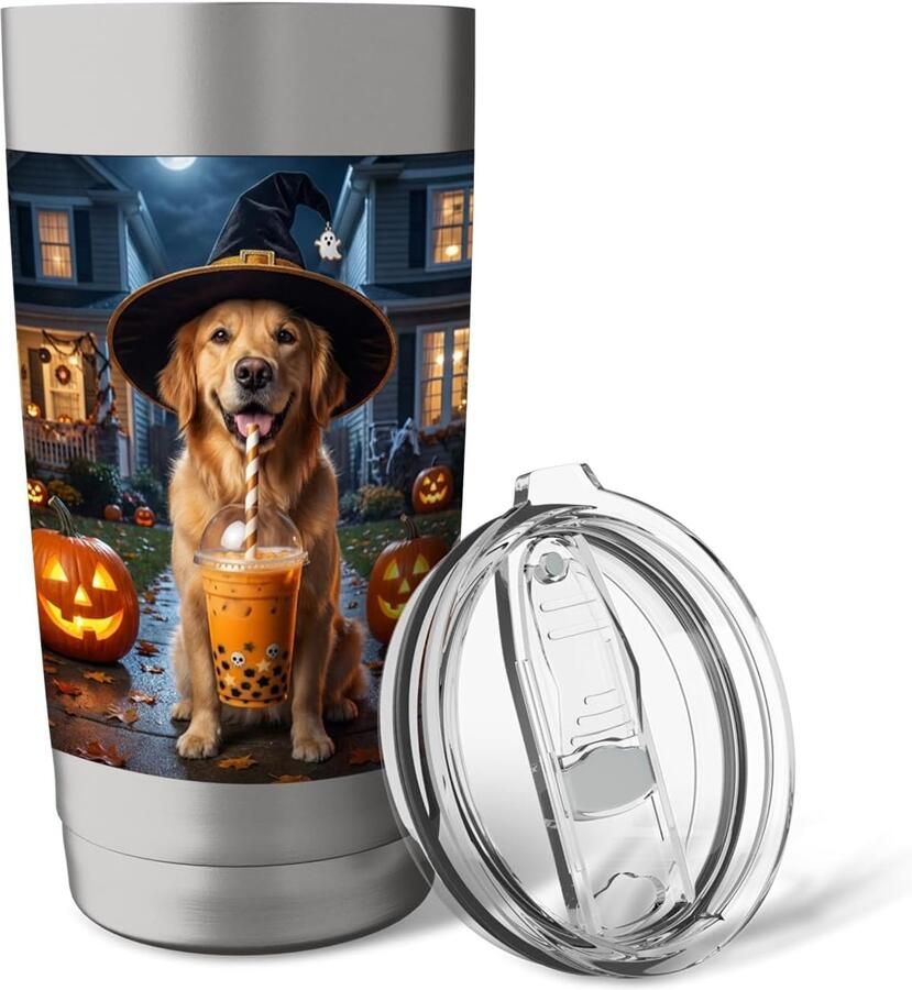 Thermosbeker voor hond Halloween 2-delig roestvrij staal