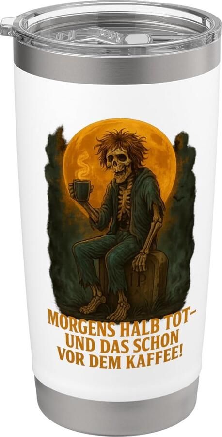 Thermosbeker voor koffie skelet Halloween dubbelwandig