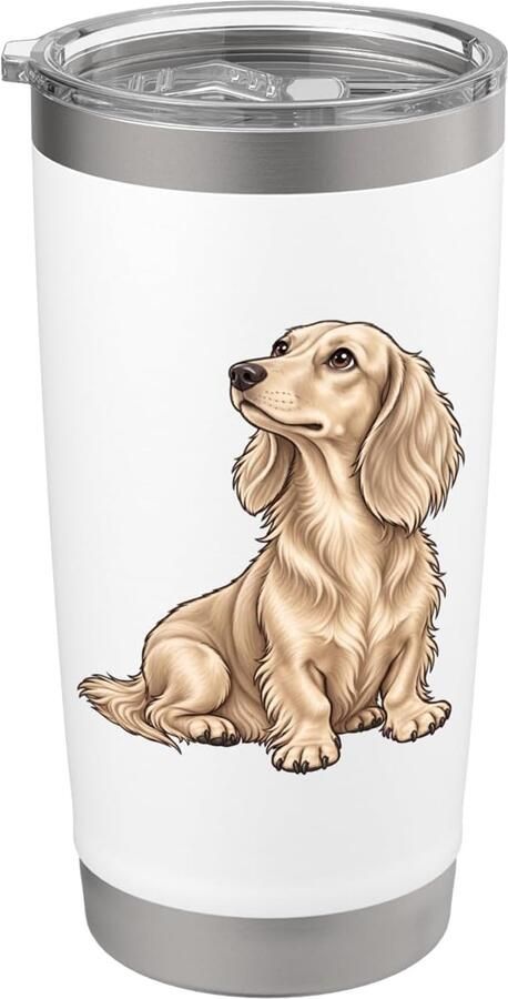 Thermosbeker voor lange harige dachshund liefhebbers