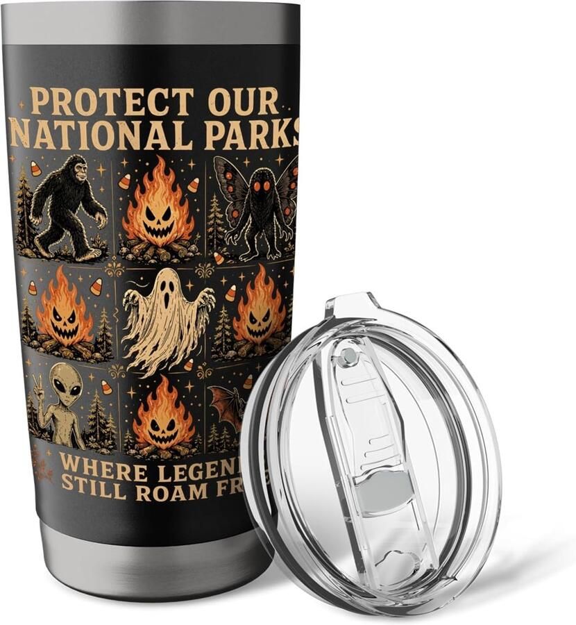 Thermosbeker voor National Park Cryptide Halloween Bigfoot Kamp