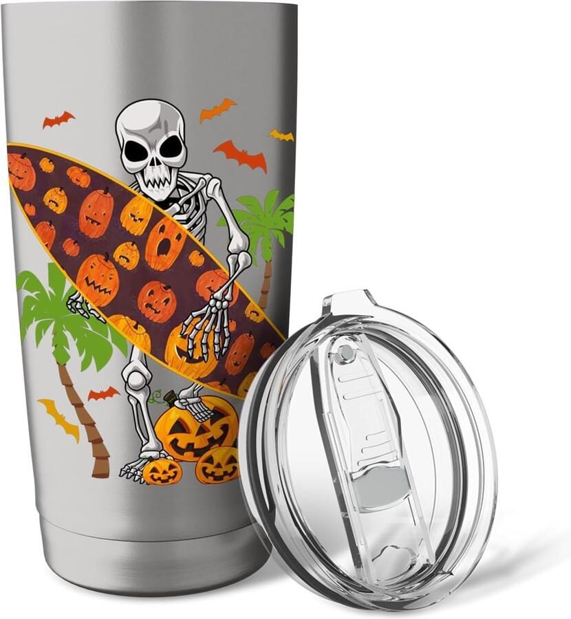 Thermosbeker voor surfen strand en Halloween