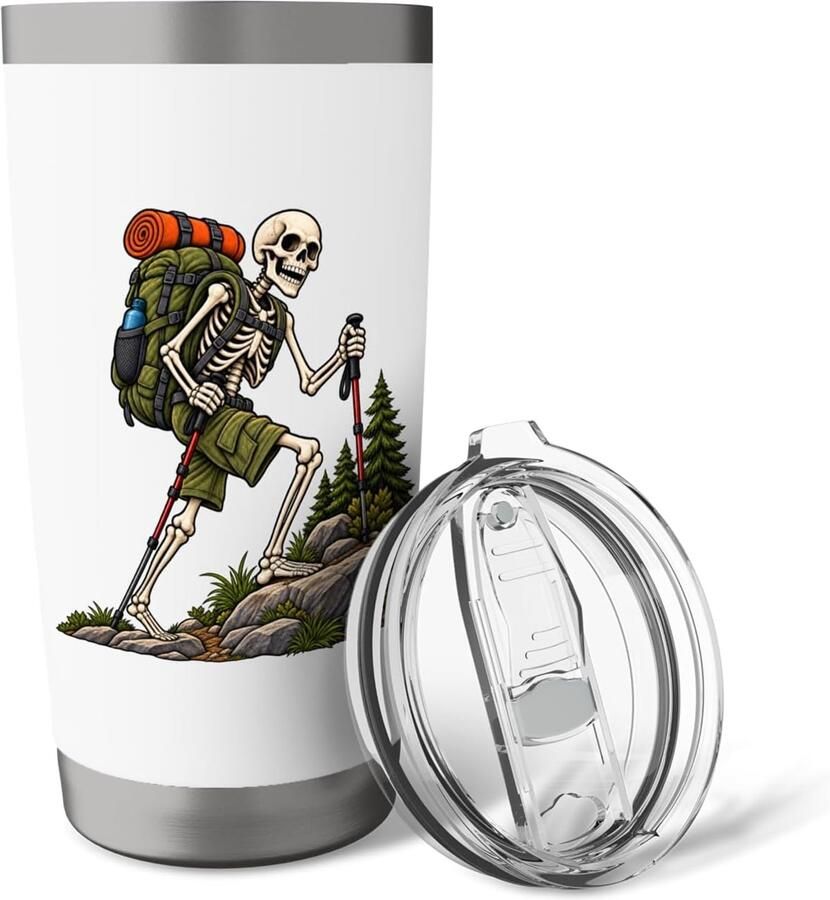 Thermosbeker voor wandelaars met skeletprint