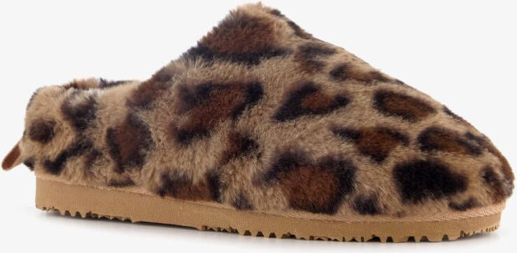 Thu!s dames pantoffels met panterprint bruin beige Sloffen