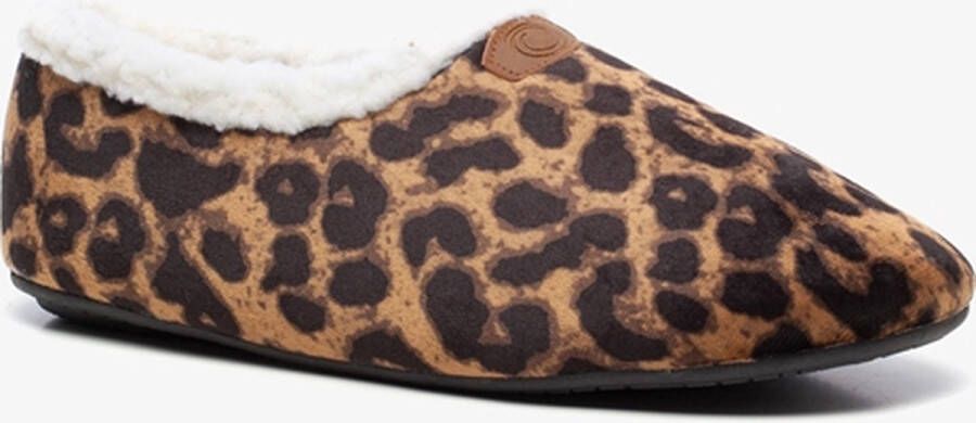 Thu!s gevoerde dames pantoffels met luipaardprint Bruin Sloffen - Foto 1