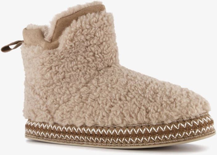 Thu!s gevoerde dames teddy pantoffels beige Sloffen