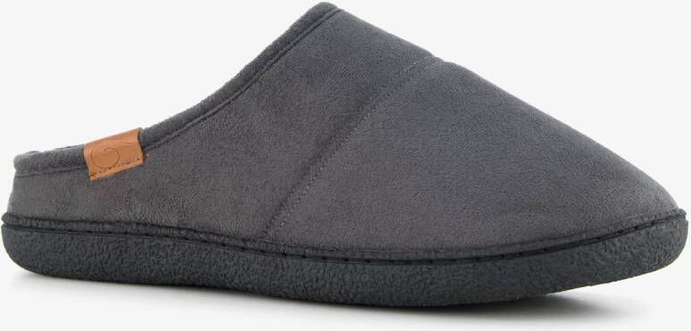 Thu!s heren instap pantoffels met teddy voering grijs Sloffen