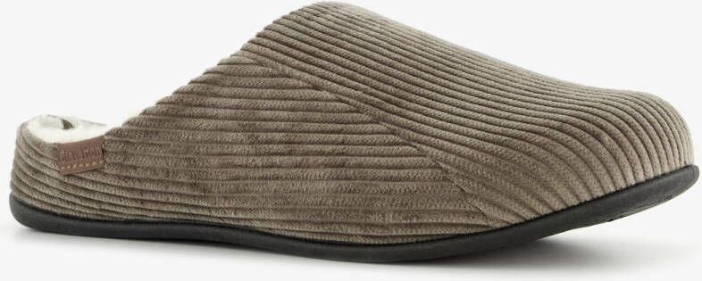 Thu!s heren pantoffels ribstof bruin Sloffen