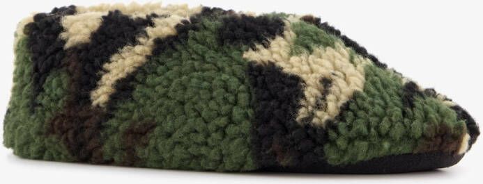 Thu!s kinder teddy sloffen met camouflage print groen Pantoffels
