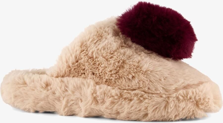 Thu!s dames instappers pantoffels met hartje beige bruin Sloffen