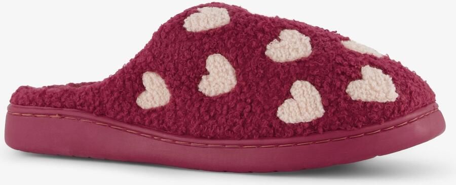 Thu!s dames teddy instap pantoffels met hartjes roze Sloffen