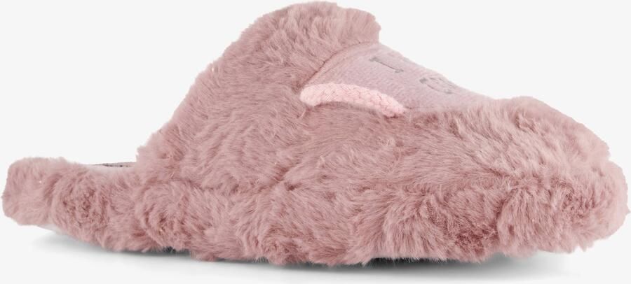 Thu!s fluffy dames instap pantoffels koffie roze Sloffen