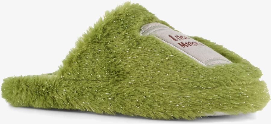 Thu!s fluffy dames instap pantoffels matcha groen Sloffen