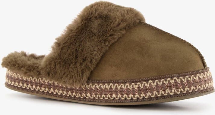 Thu!s gevoerde dames instap pantoffels groen Sloffen