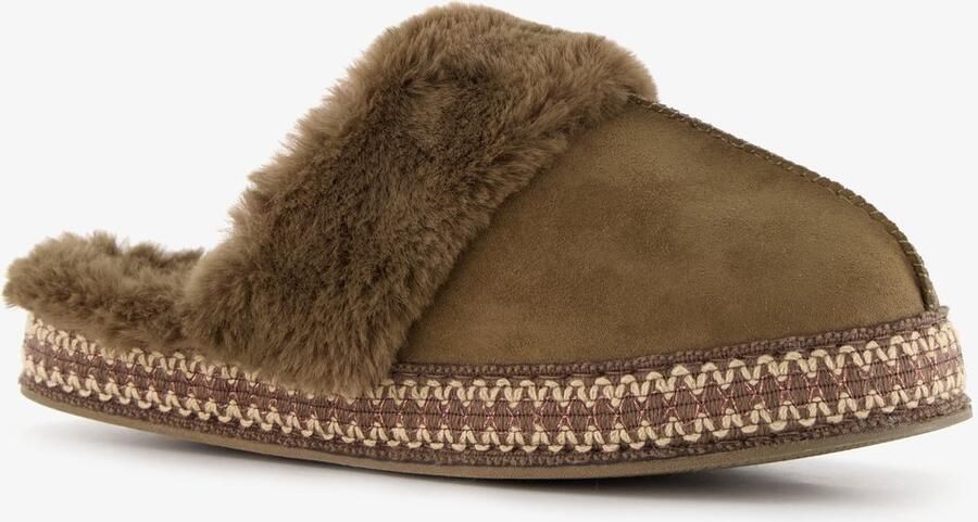 Thu!s gevoerde dames instap pantoffels groen Sloffen