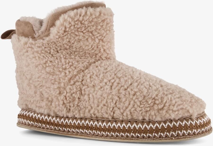 Thu!s gevoerde dames teddy pantoffels beige Sloffen