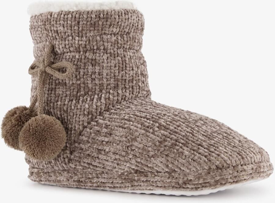 Thu!s gevoerde hoge dames sloffen taupe Bruin Pantoffels