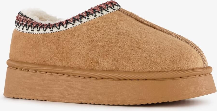 Thu!s gevoerde meisjes pantoffels camel bruin Sloffen