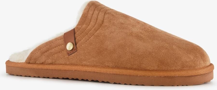 Thu!s heren instap pantoffels met teddy voering cognac Sloffen