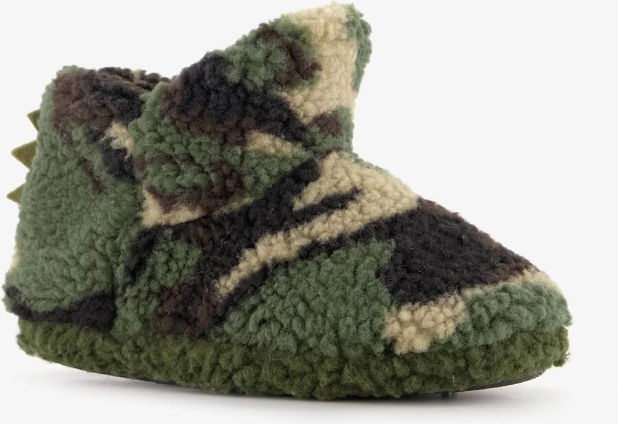 Thu!s hoge jongens pantoffels met camouflageprint groen Sloffen