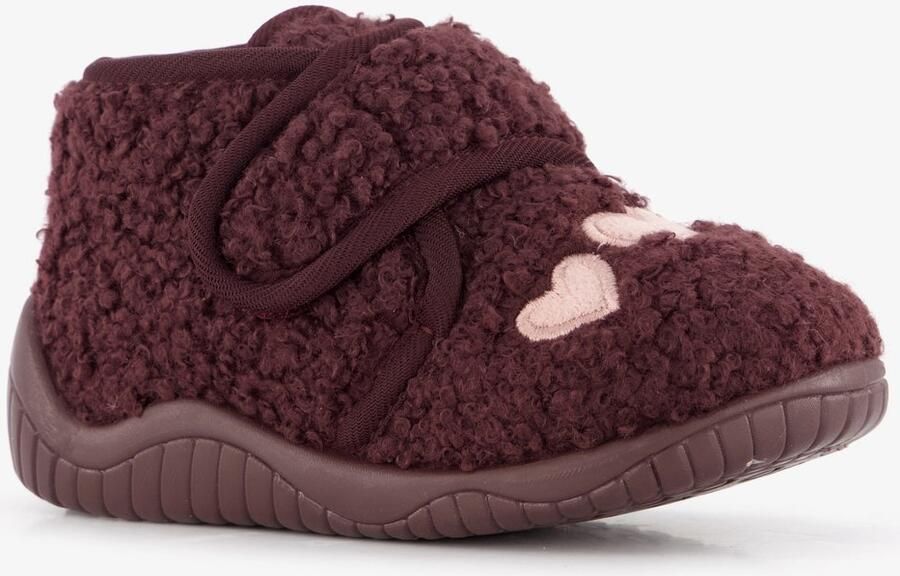 Thu!s teddy meisjes pantoffels hartjes Rood Sloffen
