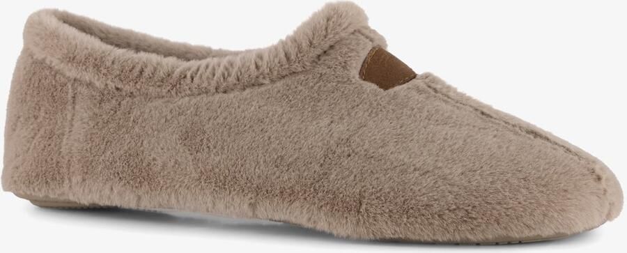 Thu!s Thuis dames pantoffels van imitatiebont beige Sloffen