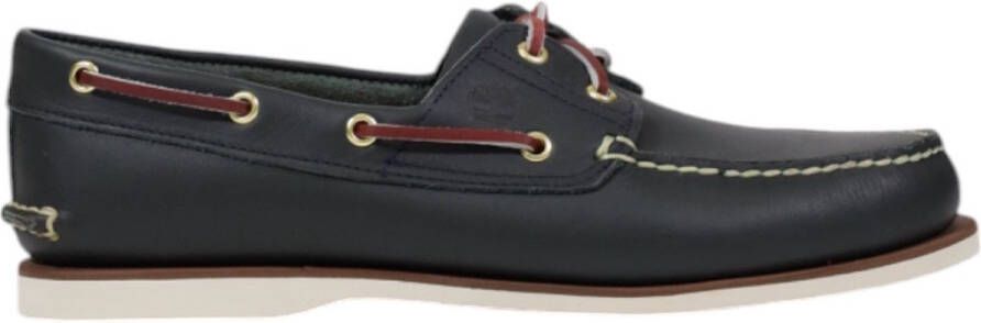 Timberland Leather Moccasins with Rubber Sole Blue Moccassins