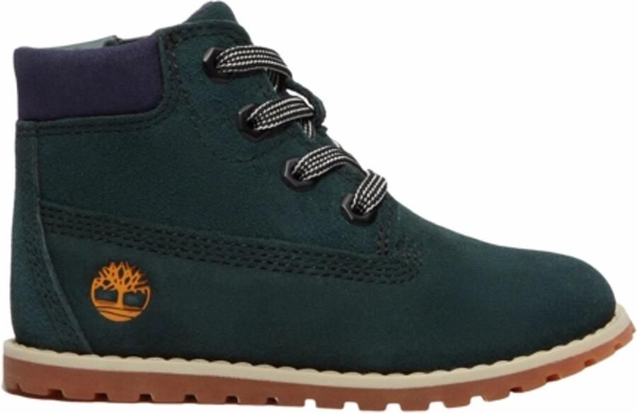 Timberland Kids Pokey Pine Mid Lace Up With Zip Boot Dark Green Suede