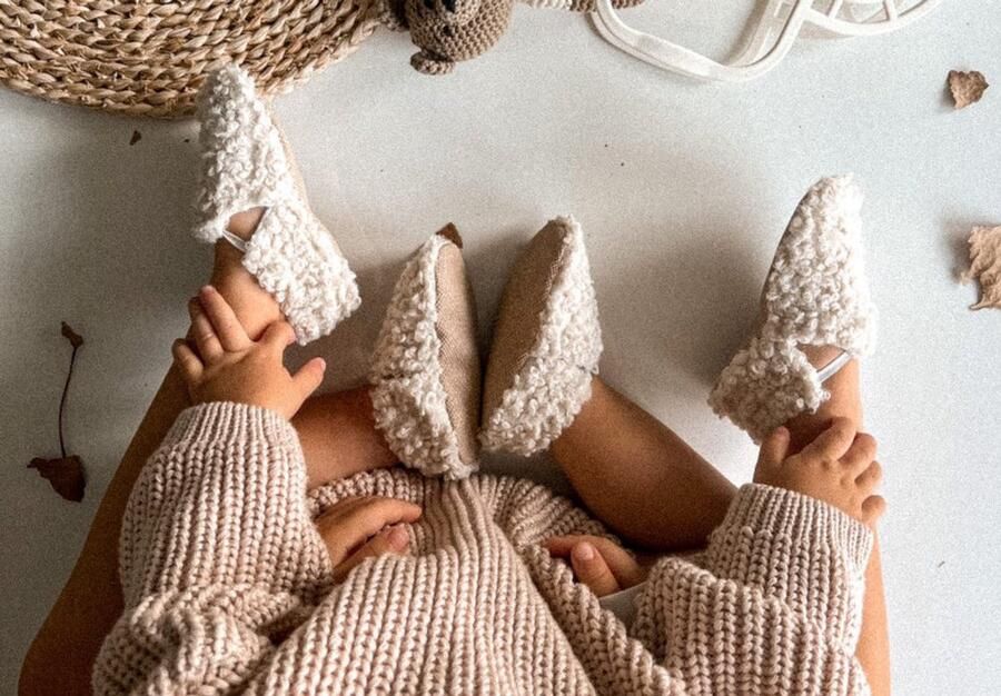 Tinybrands Slofjes Tiny Teddy slofje Baby Ecru