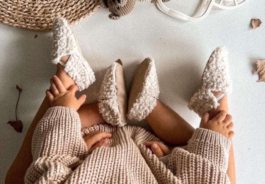 Tinybrands Slofjes Tiny Teddy slofje Baby Ecru