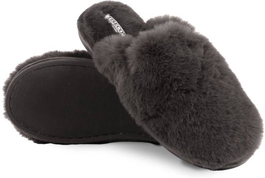 Tiseco Pantoffels SNUGGS MULE sloffen zachte imitatiekonijnenbont 36 37 grijs