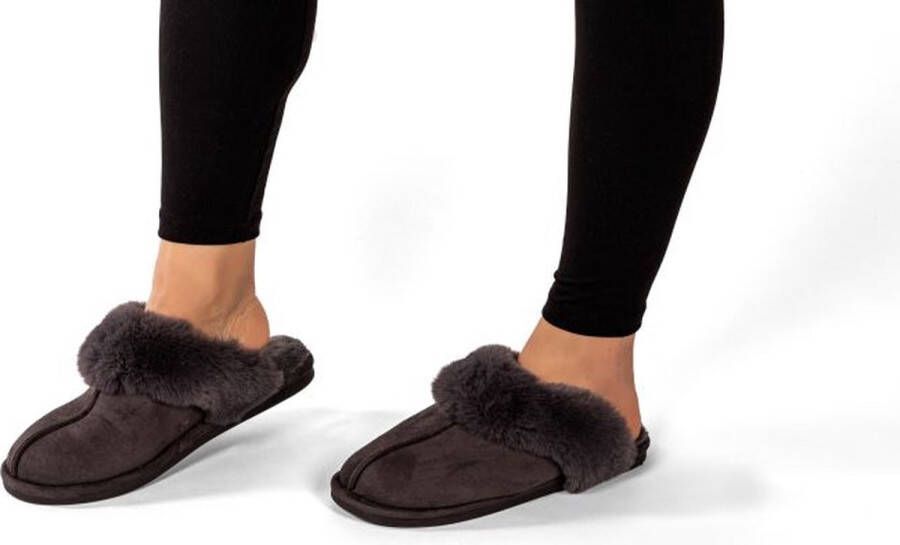 Tiseco pantoffels SNUGGS suede polyester grijs