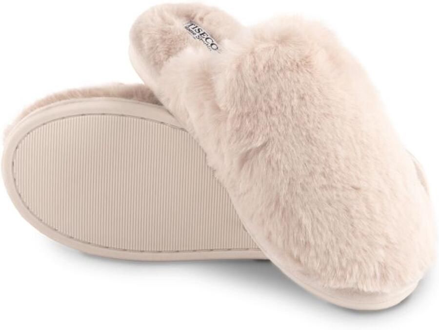 Tiseco Pantoffels SNUGGS MULE sloffen zachte imitatiekonijnenbont 38 39 beige