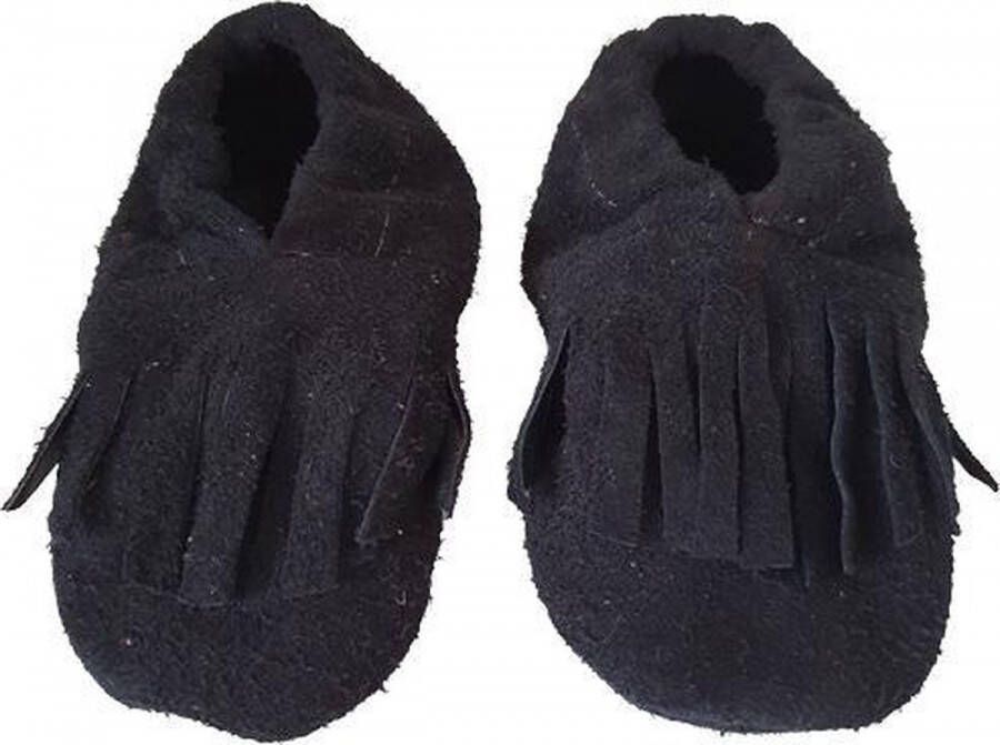 Toetie & Zo Leren Baby Slofjes Moccassins Zwart Suede Schoentjes -4 maanden Newborn