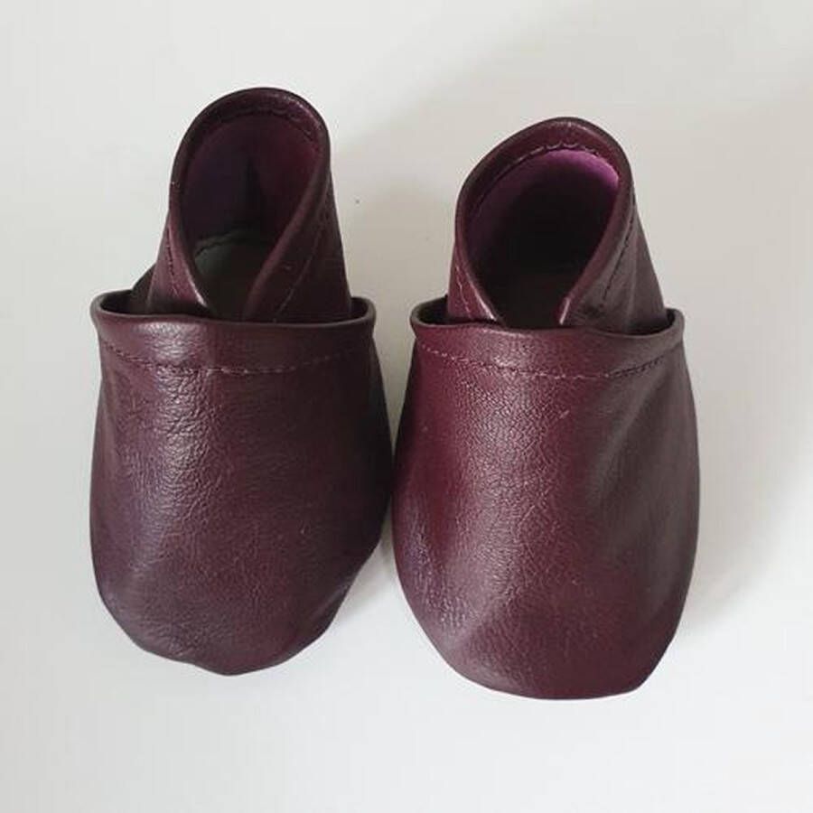 Toetie & Zo Leren Baby Slofjes Aubergine Paars Laarsjes Schoentjes -12 maanden