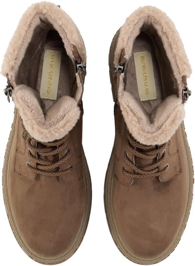 Tom Tailor Winterlaarzen blokhak veterschoenen winter enkellaars met warm gevoerd kraag