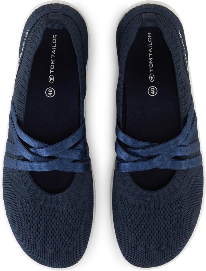 Tom Tailor Platte instappers met riempjes navy