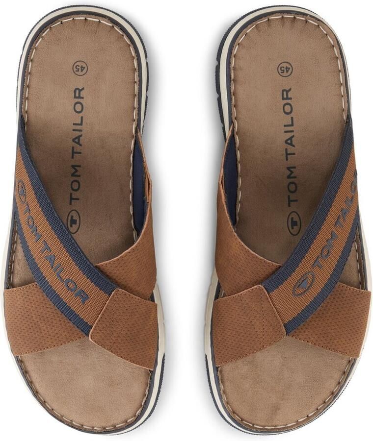 Tom Tailor Slippers zomerschoen instapschoen comfort schoen met opvallende logo-opdruk