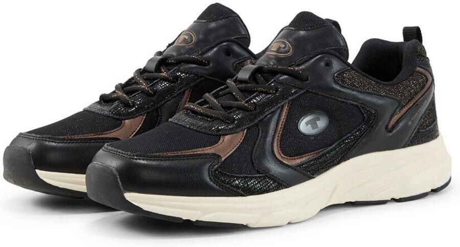 Tom Tailor Sneaker met een mix van materialen en glitters black