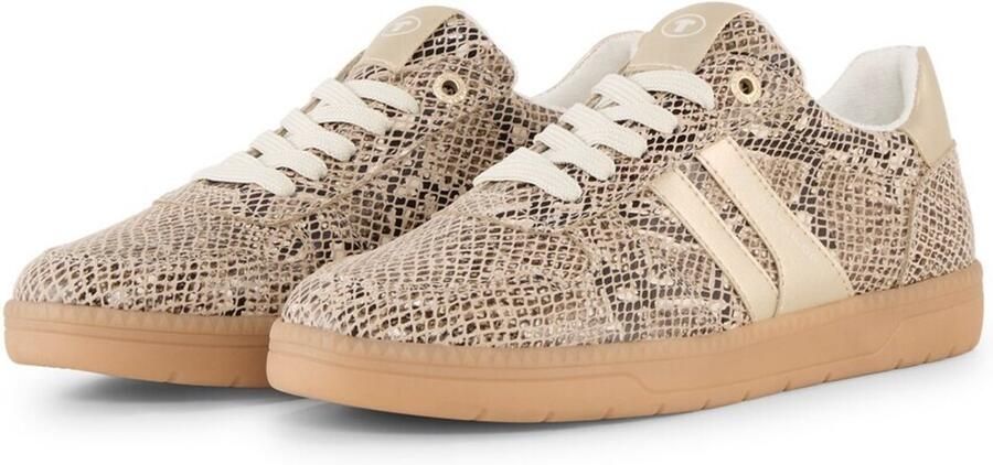 TOM TAILOR Sneakers laag beige donkerbruin zwart