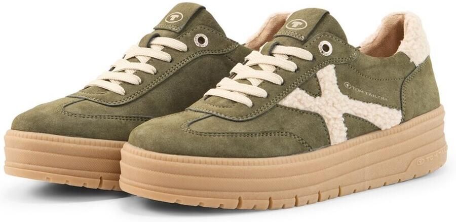 Tom Tailor Sneakers met plateauzool khaki