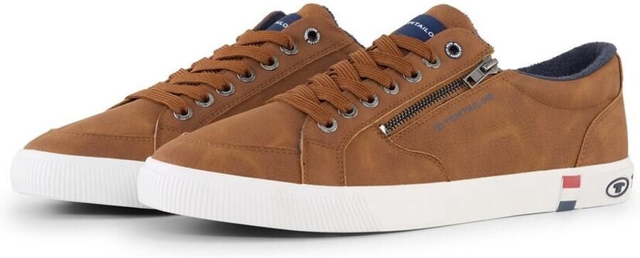 Tom Tailor Sneakers met ritssluiting cognac