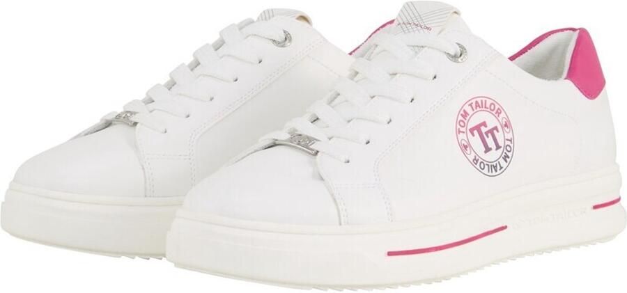 Tom Tailor Plateausneakers lage schoen vrijetijdsschoen veterschoen contrastafwerking op de hiel