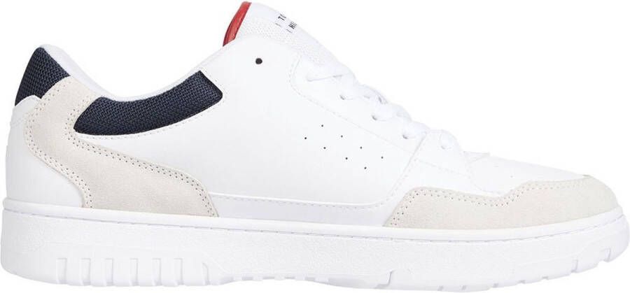 Tommy Hilfiger Sneakers TH BASKET CORE LTH MIX ESS met contrastafwerkingen vrijetijdsschoen lage schoen veterschoen