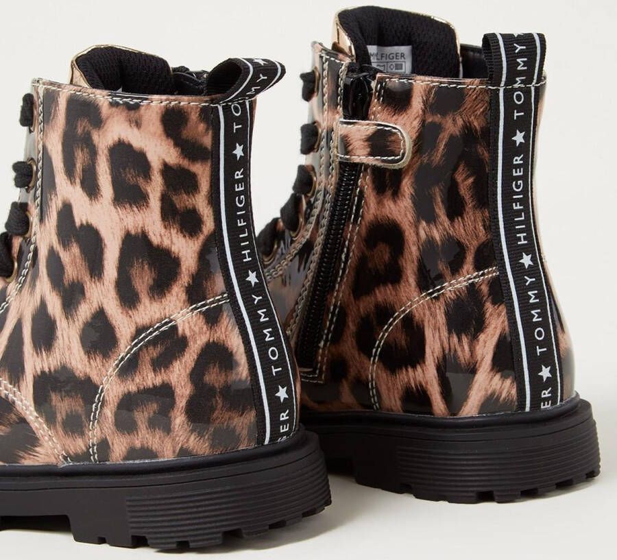 Tommy Hilfiger Biker boot met panterprint en lak finish