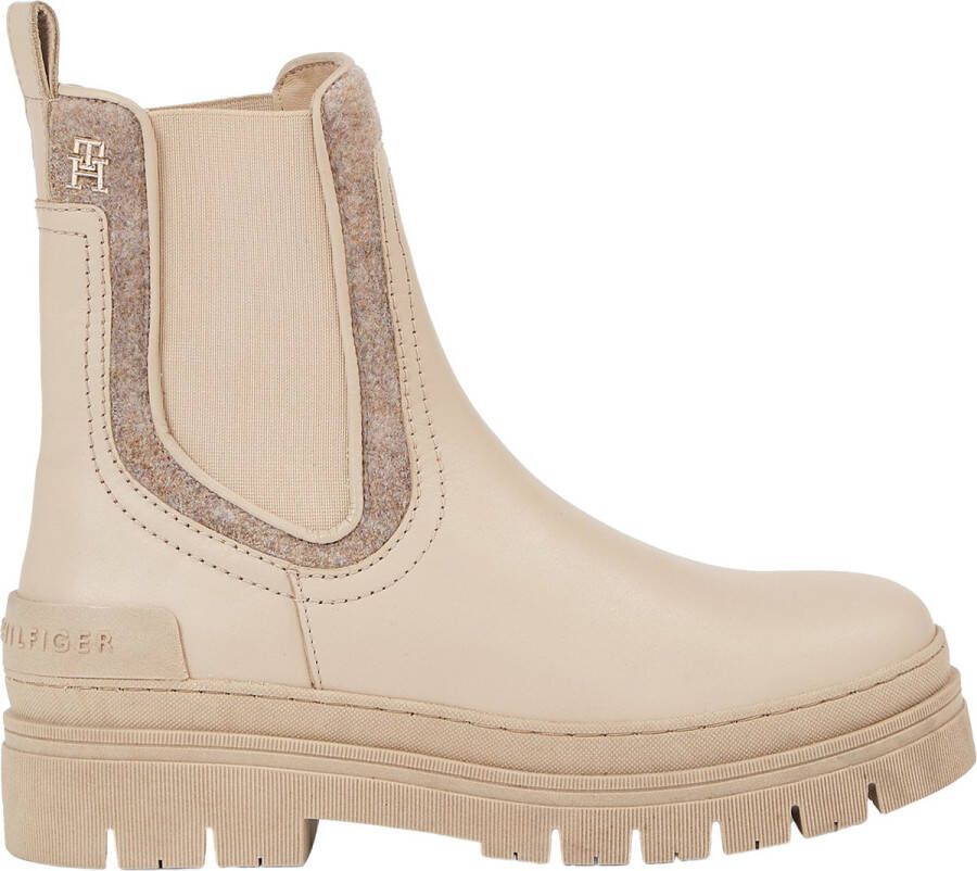 Tommy Hilfiger Chelsea boot van leer met doorgestikte details