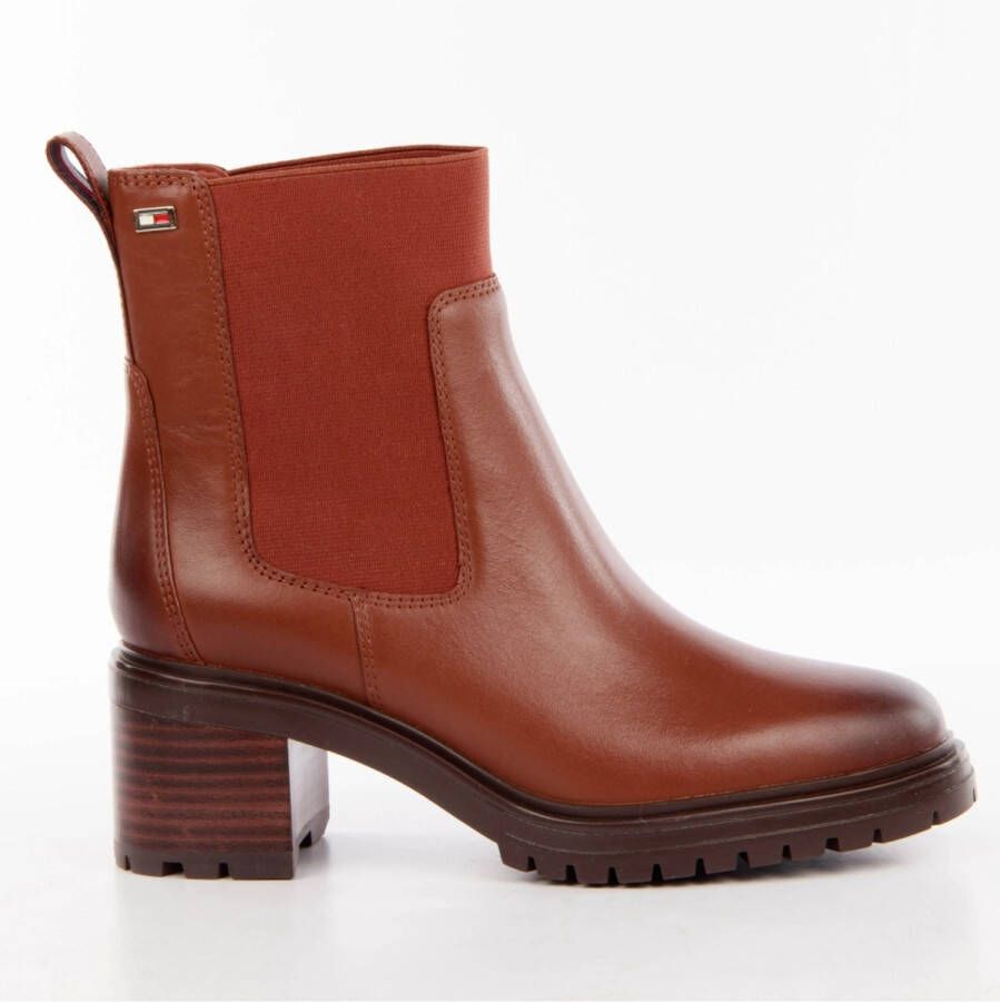 Tommy Hilfiger Middelhoge leren Chelsea laarzen Bruin Brown Dames