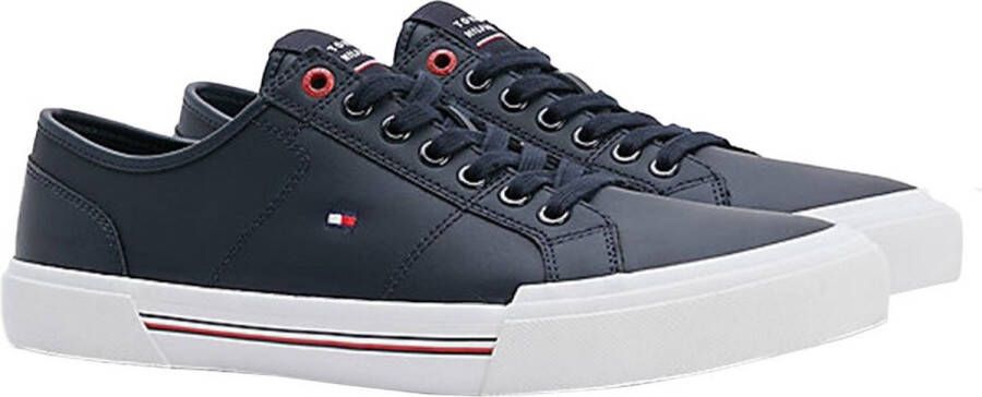 Tommy Hilfiger Blauwe Leren Sneakers voor Mannen Blue Heren