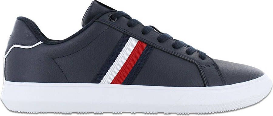 Tommy Hilfiger Sneakers ESSENTIAL LEATHER CUPSOLE met typische strepen vrijetijdsschoen lage schoen veterschoen