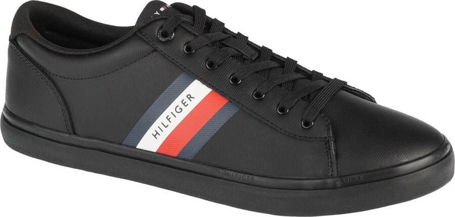 Tommy Hilfiger Essential Leather Vulc Stripes FM0FM03722-BDS Mannen Zwart Sneakers